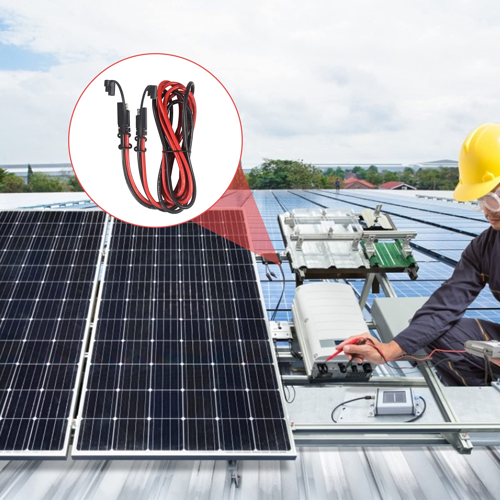 10Gauge Sae Extension Cable 10AWG - 6FT Sae to Sae Cable Battery Charger Extension Cord Heavy Duty 10AWG Quick Disconnect Sae 2Pin Connector Solar Panel Power Connect Plug Harness with Waterproof Cap - Image 6