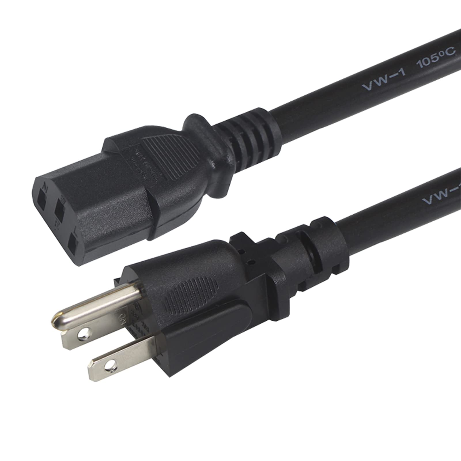 12FT Computer Monitor Replacement Power Cord -Black Long Standard PC Replace AC 3 Prong Power Supply Cord Heavy Duty 18AWG IEC C13 Power Cable NEMA 5-15P to C13 10A 125V for Monitor/TV/Computer - Image 7