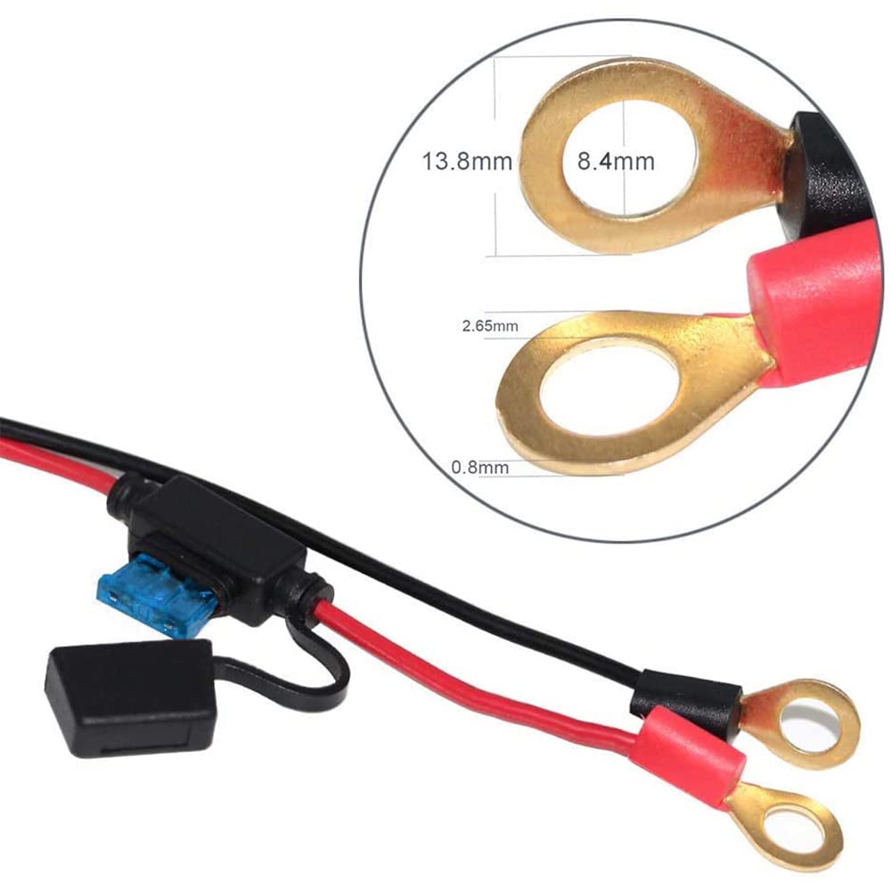 12V Cigarette Lighter Socket Replacement - 5FT DC Cigarette Socket to Battery Eyelet Ring Terminal Cable with 15A Fuse,12 Volt Female Power Outlet Socket with Cover for Marine Boat, Car, RV, ATV - Image 7