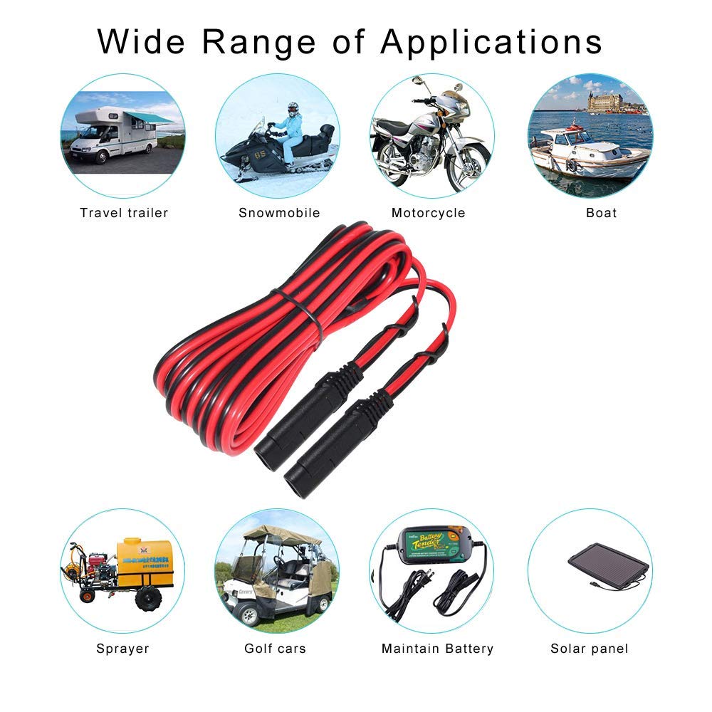 15FT Cigarette Lighter Plug to SAE Quick Release Extension Battery Charging Power Cord and 12FT 16AWG SAE to SAE Extension Cable - Image 9