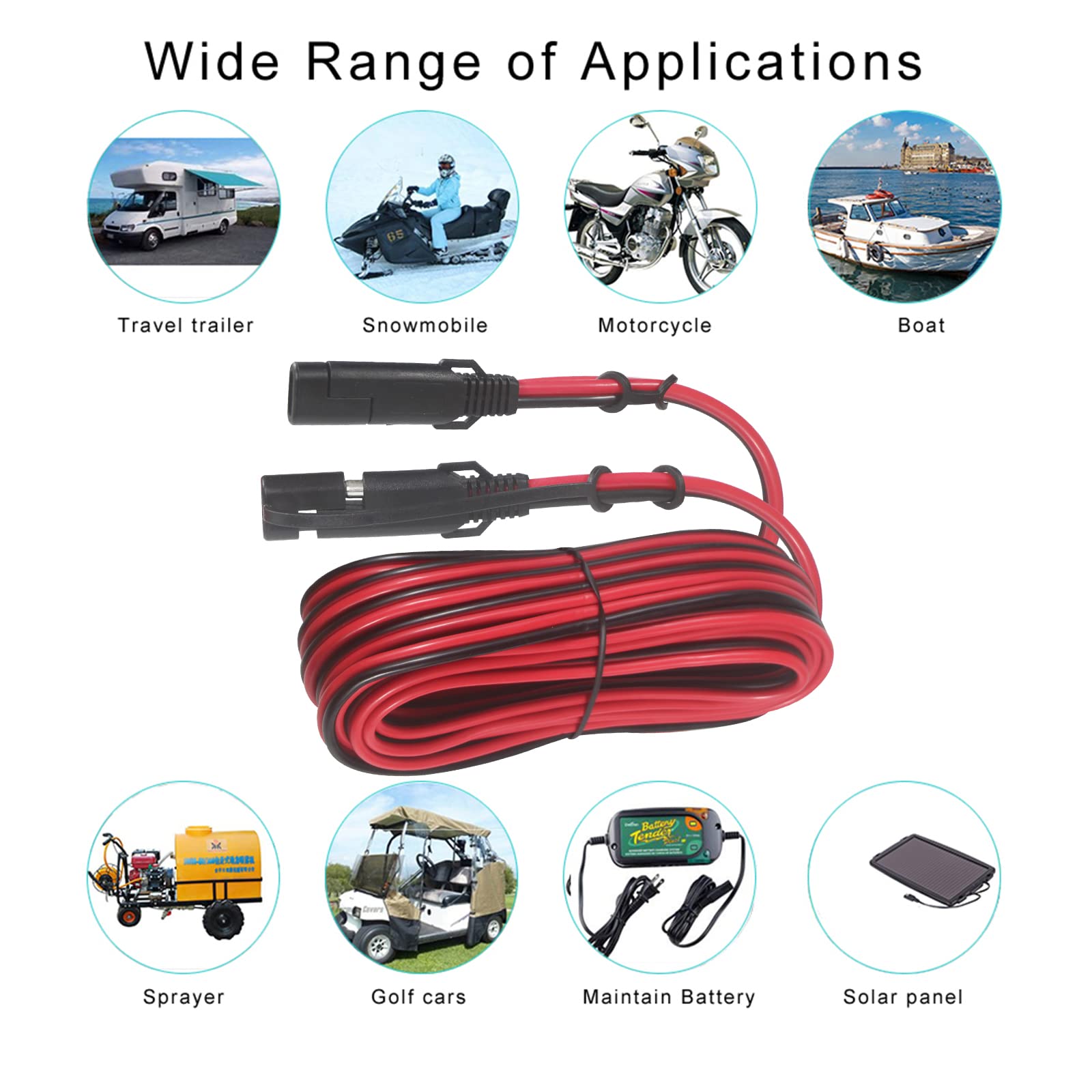 15FT Cigarette Lighter Plug TOC and 25FT SAE to SAE Extension Cable 16AWG - Image 8