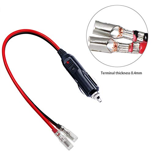 [2 PACK] 12v 12Volt Replacement Cigarette Lighter Male Plug with Leads - Car Adapter Dc Battery Charger Kit Connectors Cigar Plugs Power Supply Accessories Heavy Duty Cord Auto Cable Led Light 15Amp - Image 5