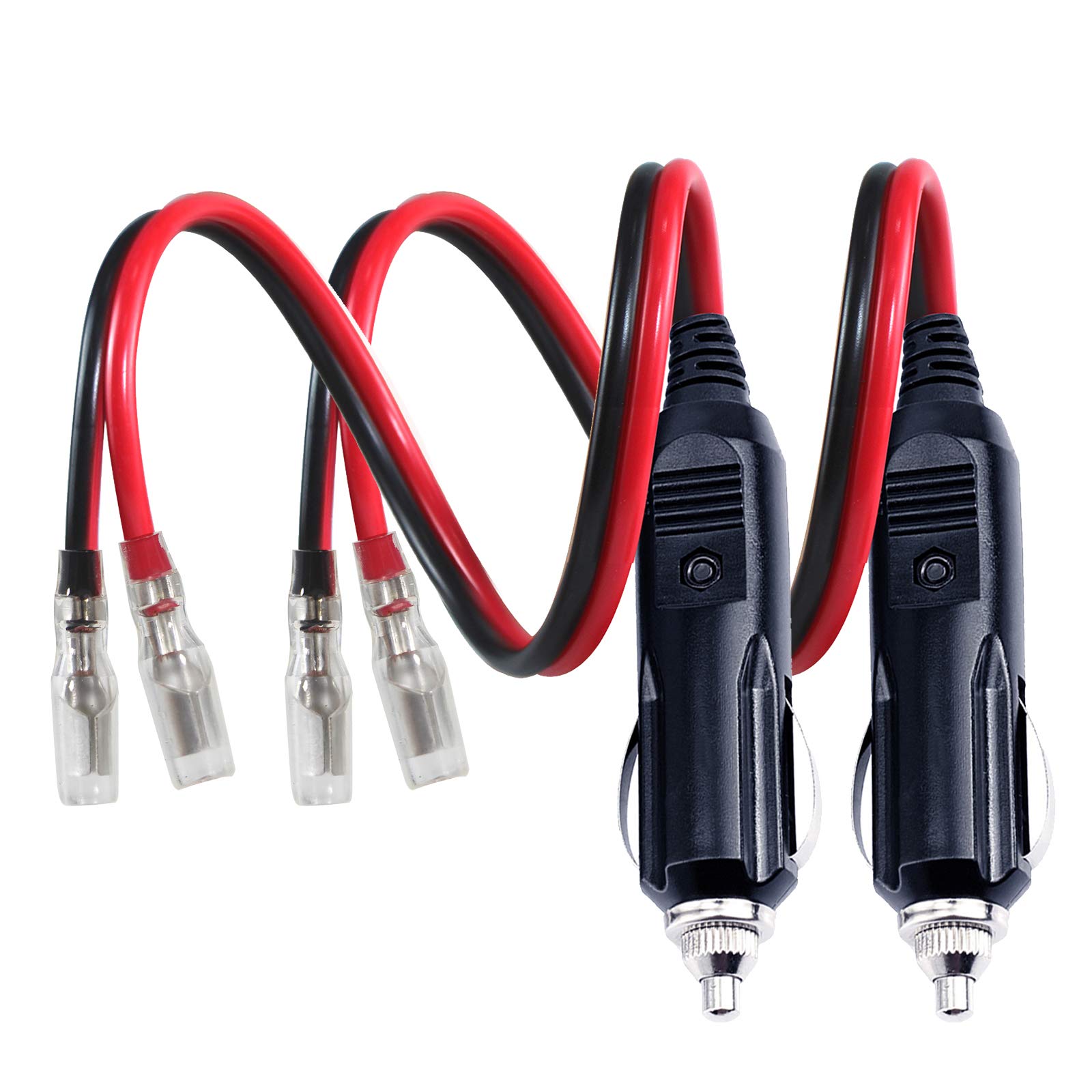 [2 PACK] 12v 12Volt Replacement Cigarette Lighter Male Plug with Leads - Car Adapter Dc Battery Charger Kit Connectors Cigar Plugs Power Supply Accessories Heavy Duty Cord Auto Cable Led Light 15Amp - Image 8