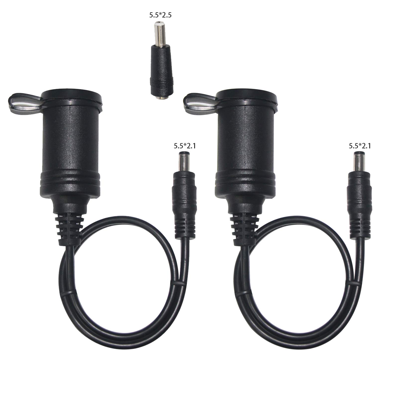 [2 PACK] Cigarette Lighter to DC 5.5mm x 2.1mm Jack Adapter -12v DC Female Socket to 5.5mm x 2.1mm Male Barrel Plug Charger Cable for Portable UPS Battery Backup Emergency Backup Generator - Image 2