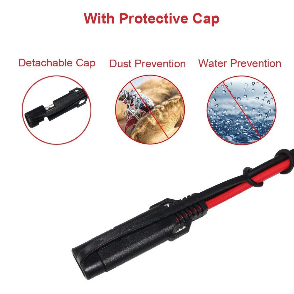 15FT Cigarette Lighter Plug to SAE Quick Release Extension Battery Charging Power Cord and 1.5FT 12V Battery Alligator Clip to SAE 2Pin Quick Disconnect Cable - Image 8