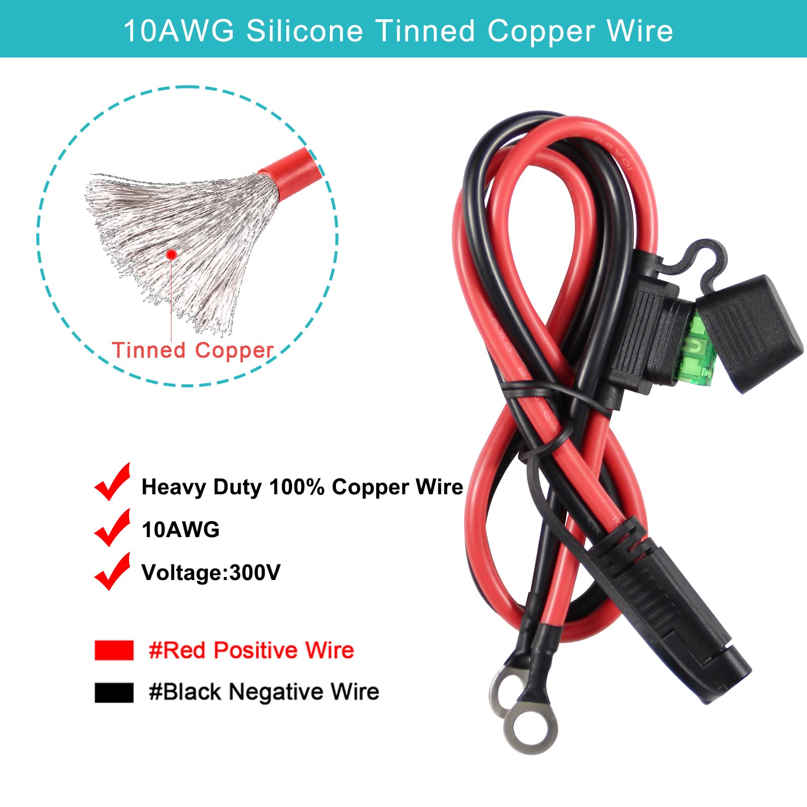 6FT SAE to O Ring Terminal Harness Quick Connect/Disconnect Assembly and 2FT 10AWG SAE to O Ring Terminal Harness - Image 7