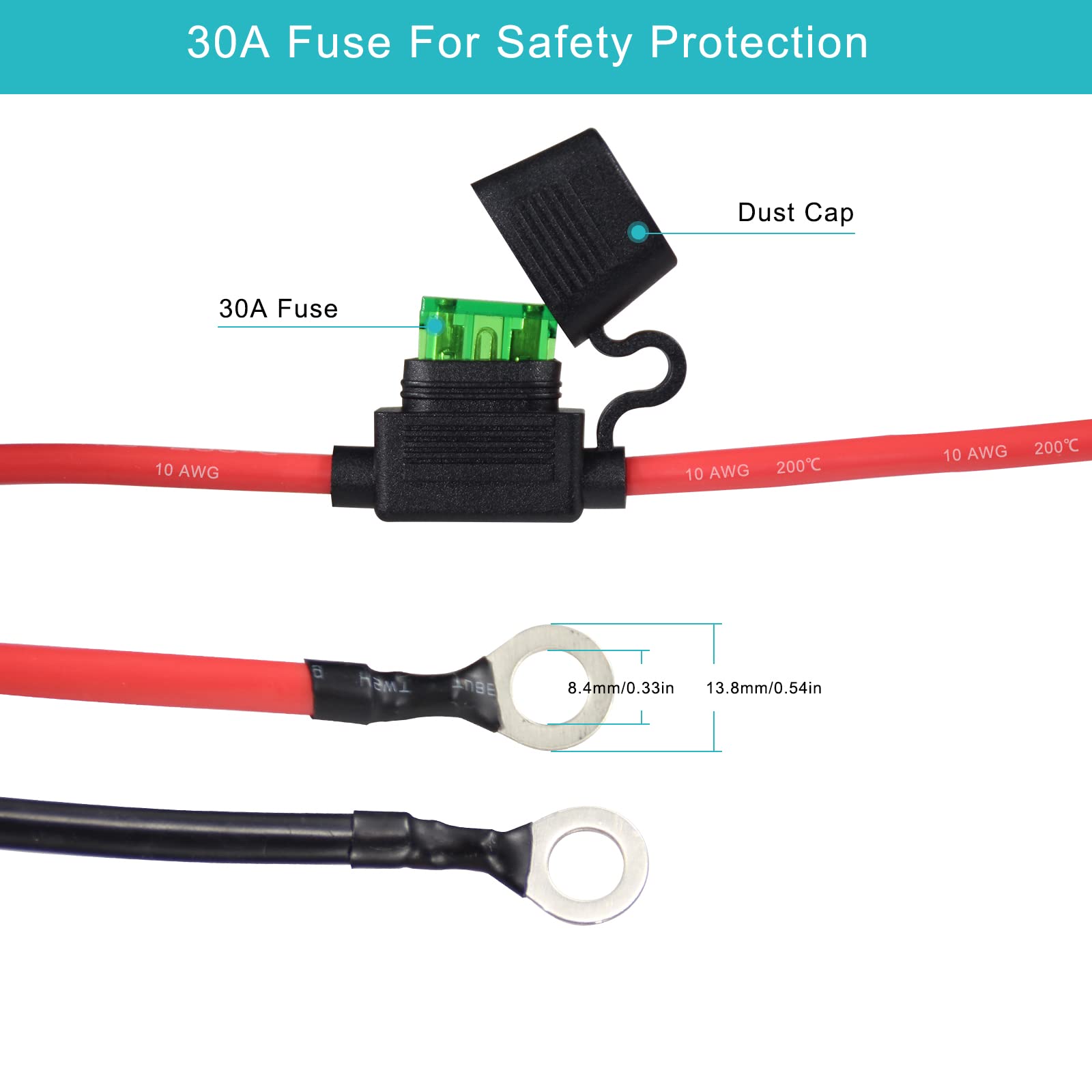 6FT SAE to O Ring Terminal Harness Quick Connect/Disconnect Assembly and 2FT 10AWG SAE to O Ring Terminal Harness - Image 8