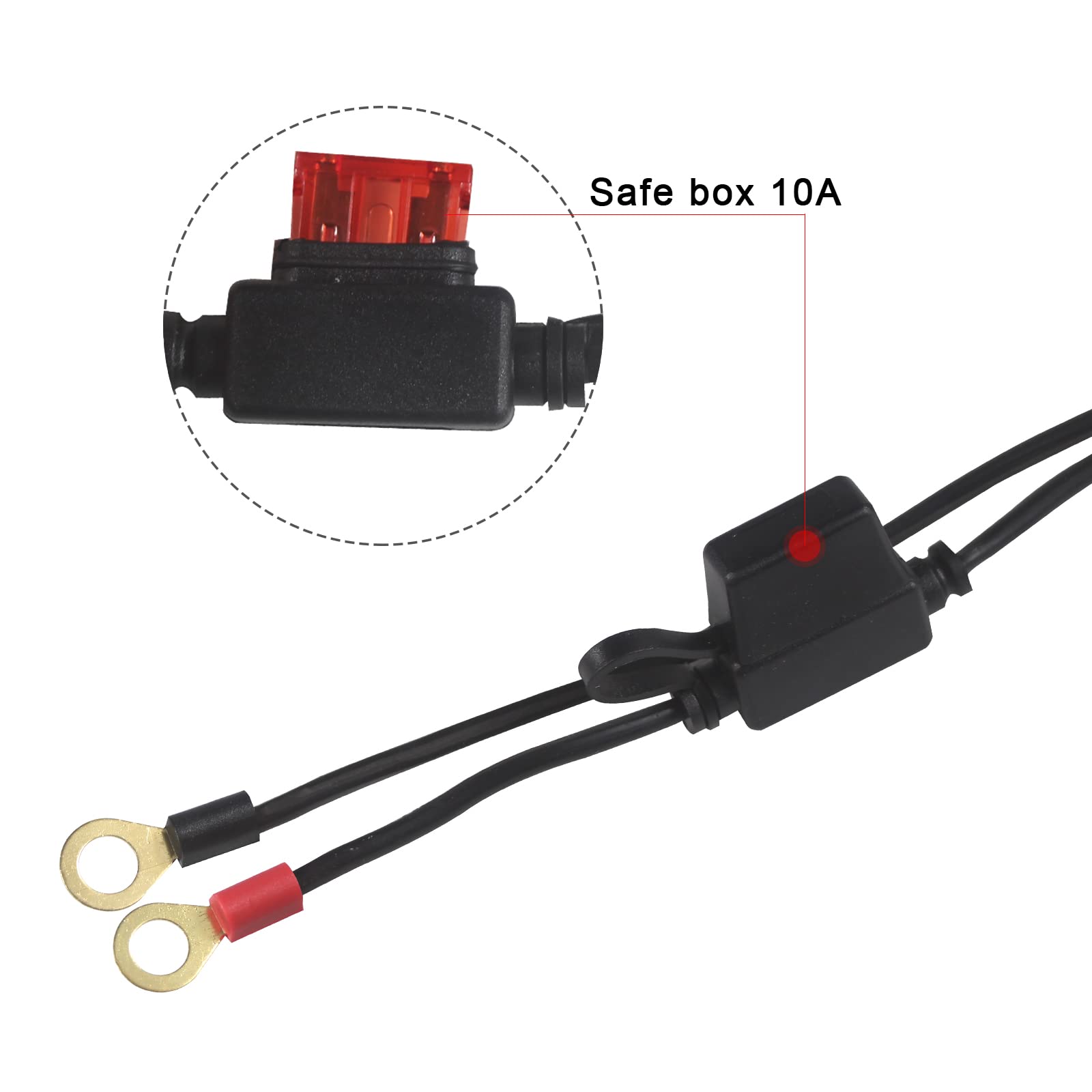 [ 1 PACK] Sae to O Ring Terminal Harness 2FT - Sae Eyelet Ring Terminal Cable 16awg Motorcycle Battery Trickle Charger Extension Cord with Sae Battery Terminal Quick Connect Disconnect Connector - Image 4