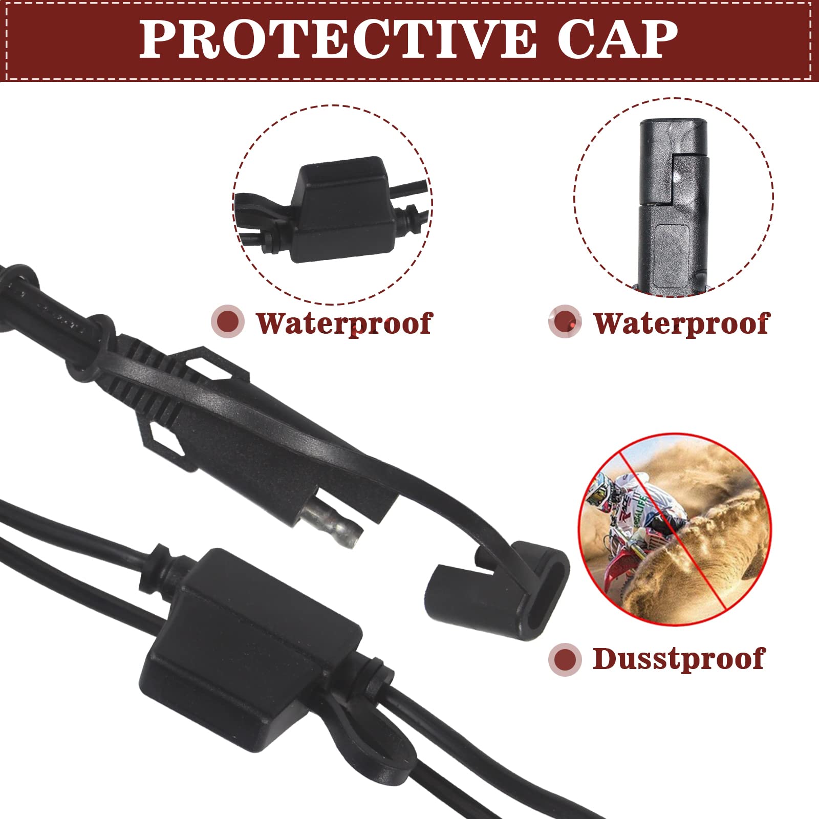 [ 1 PACK] Sae to O Ring Terminal Harness 2FT - Sae Eyelet Ring Terminal Cable 16awg Motorcycle Battery Trickle Charger Extension Cord with Sae Battery Terminal Quick Connect Disconnect Connector - Image 5