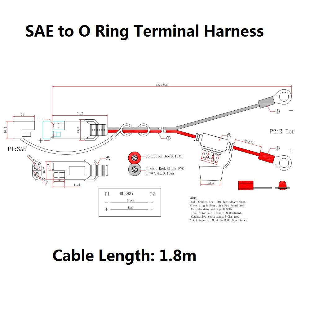 6FT SAE to O Ring Terminal Harness and 6FT SAE to SAE Extension Cable - Image 4