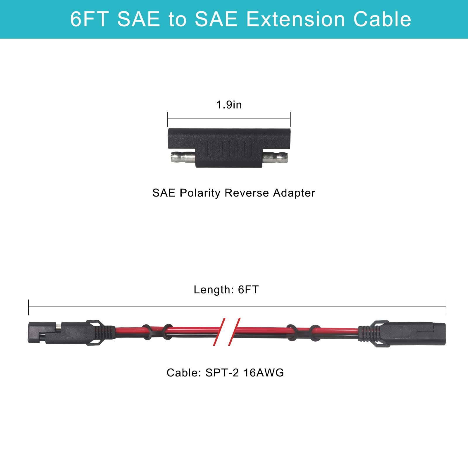 6FT SAE to O Ring Terminal Harness and 6FT SAE to SAE Extension Cable - Image 6