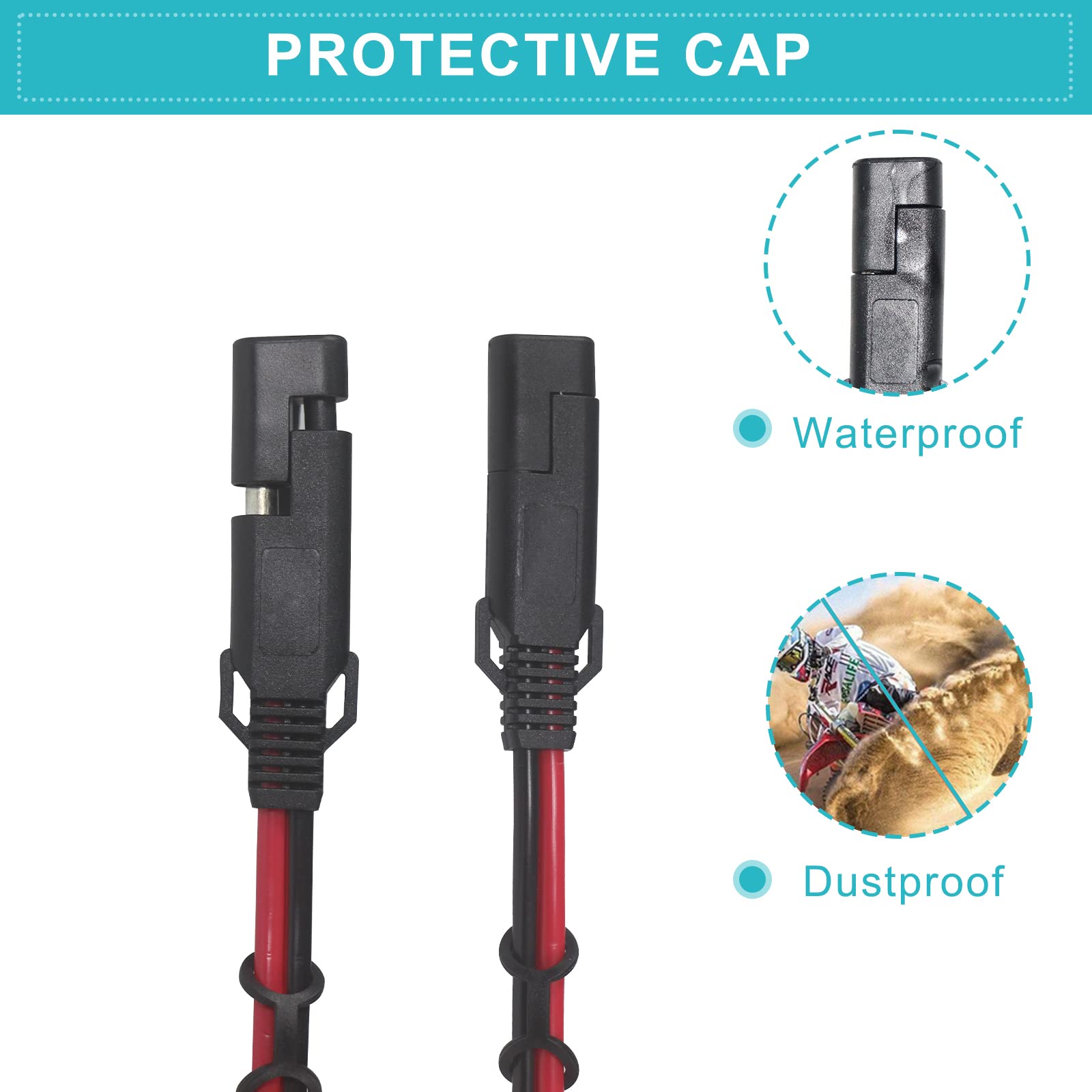 SPARKING 20FT and 6FT SAE to SAE Extension Cable 16AWG with SAE Polarity Reverse Adapter for Solar Panel Trickle Charger - Image 8