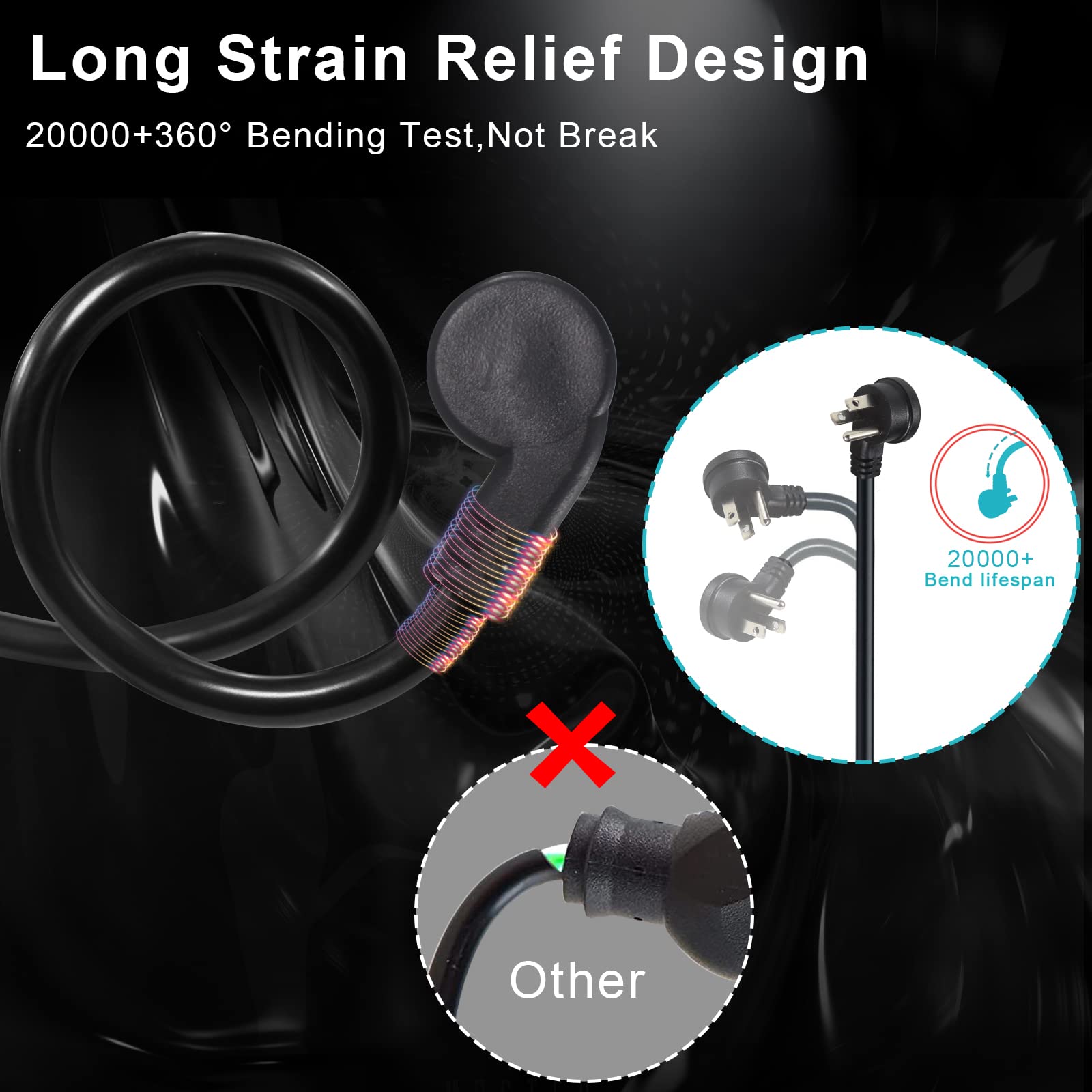 Short Flat Plug Extension Cord 1 Foot- Low Profile Angle Flat Plug Ground 1FT Indoor AC Extension Cord Short 3 Prong Grounded Extension Cord SJT 16AWG Heavy Duty Flexible Power Cord (1 Pack) - Image 9