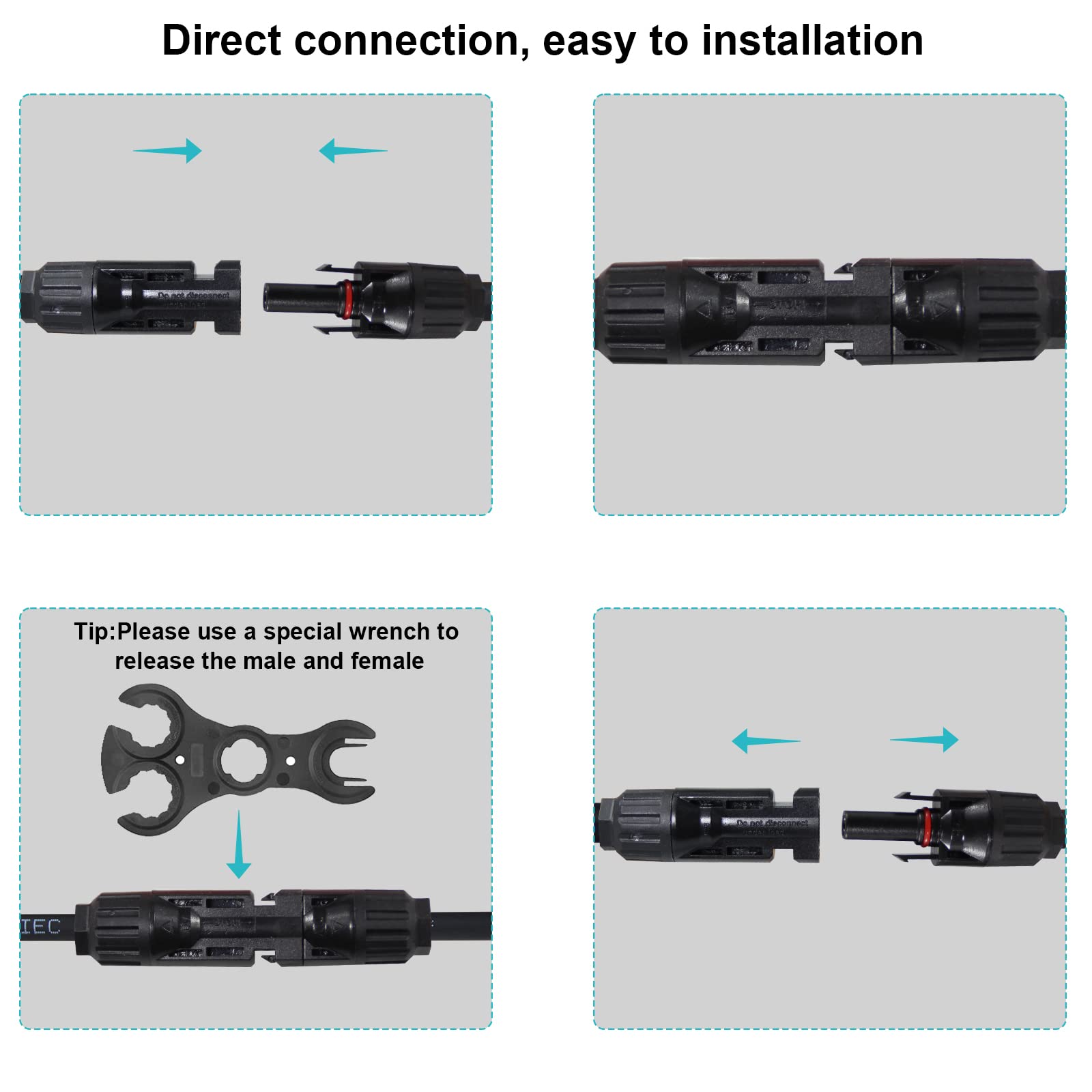Solar Panel Extension Cable 20FT - 20Feet 10AWG(6mm²) Solar Extension Cable Wire with Female and Male Connector,10Gauge 20FT Black & 20FT Red Solar Panel Wiring for RV Solar Panels, Home, Boat - Image 4