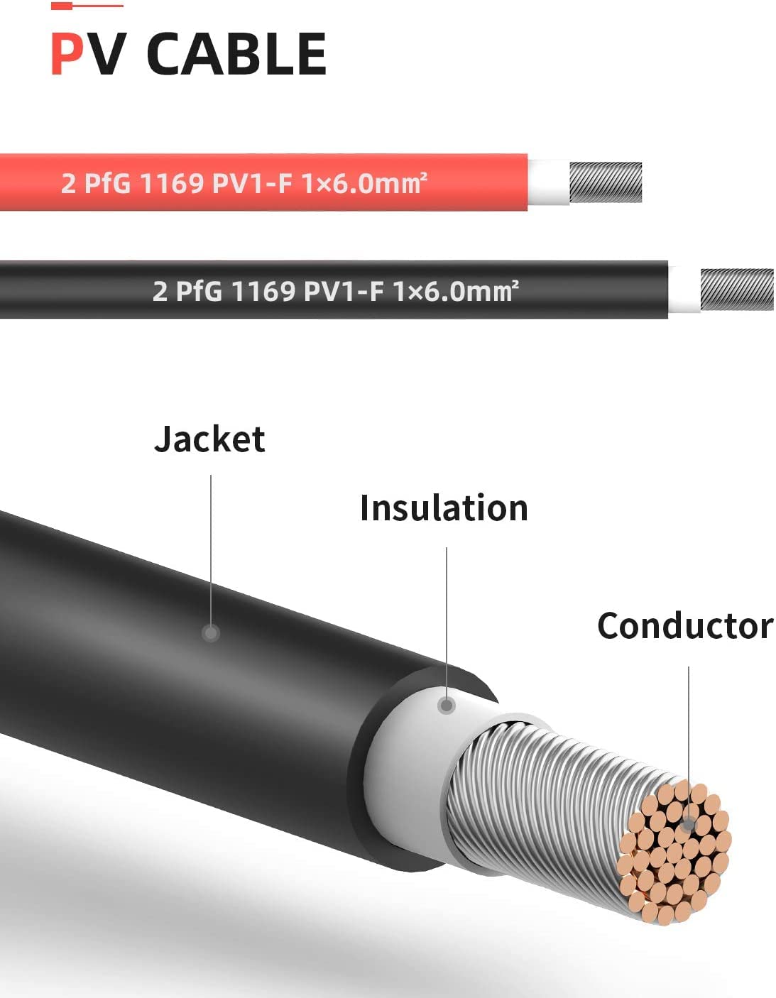 Solar Panel Extension Cable 20FT - 20Feet 10AWG(6mm²) Solar Extension Cable Wire with Female and Male Connector,10Gauge 20FT Black & 20FT Red Solar Panel Wiring for RV Solar Panels, Home, Boat - Image 8