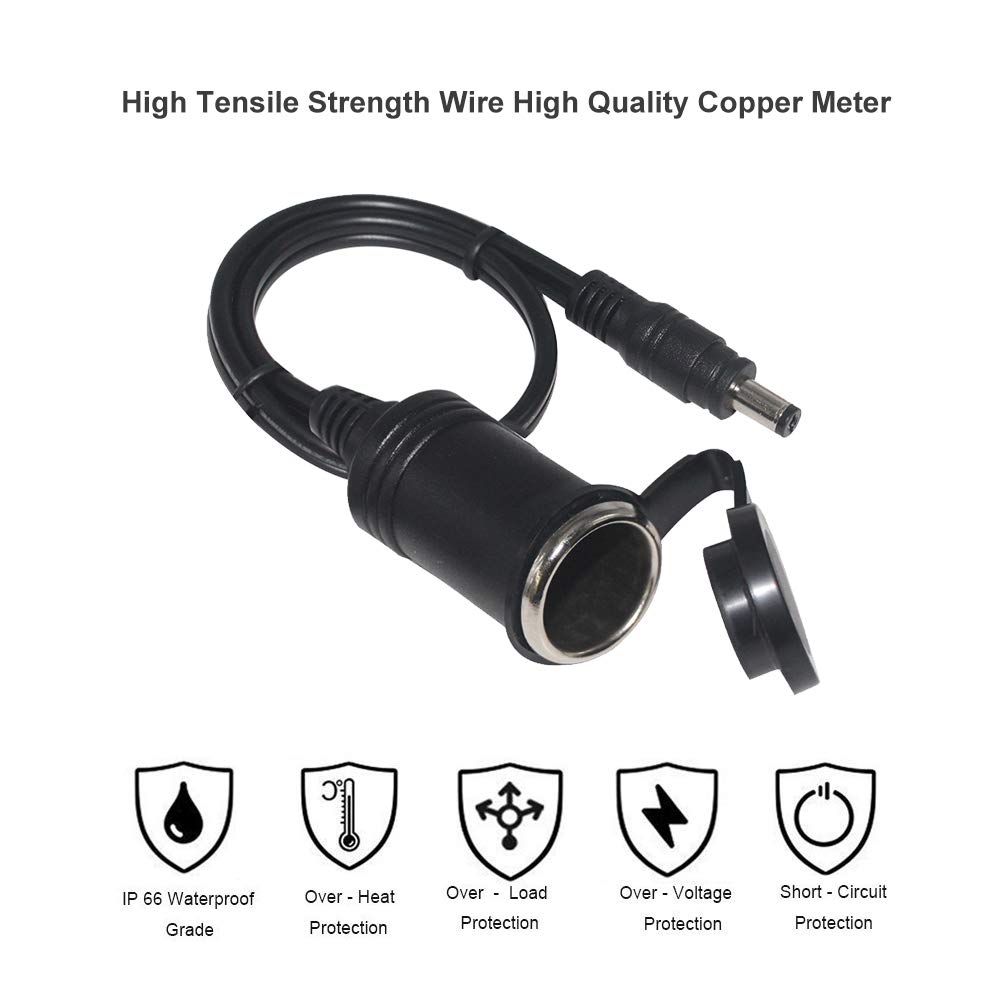 [2 PACK] Cigarette Lighter to DC 5.5mm x 2.1mm Jack Adapter -12v DC Female Socket to 5.5mm x 2.1mm Male Barrel Plug Charger Cable for Portable UPS Battery Backup Emergency Backup Generator - Image 5