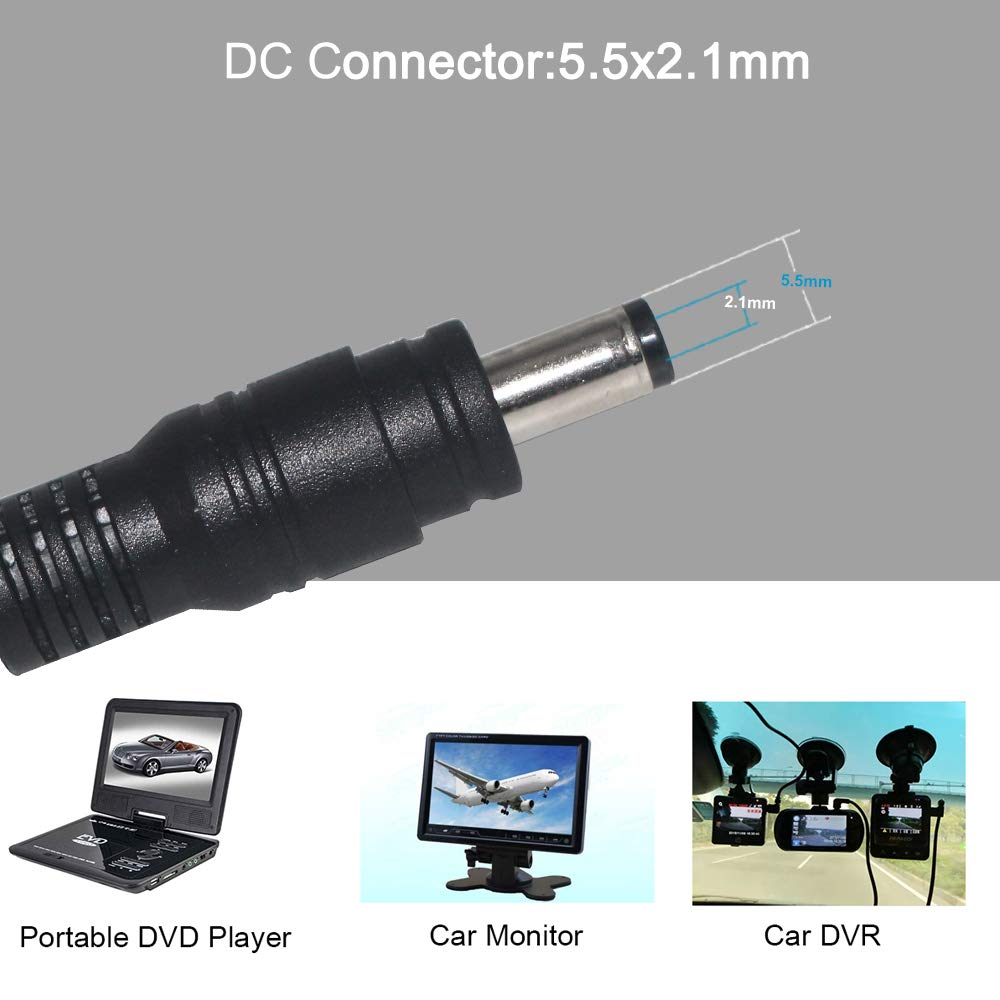 [2 PACK] Cigarette Lighter to DC 5.5mm x 2.1mm Jack Adapter -12v DC Female Socket to 5.5mm x 2.1mm Male Barrel Plug Charger Cable for Portable UPS Battery Backup Emergency Backup Generator - Image 4