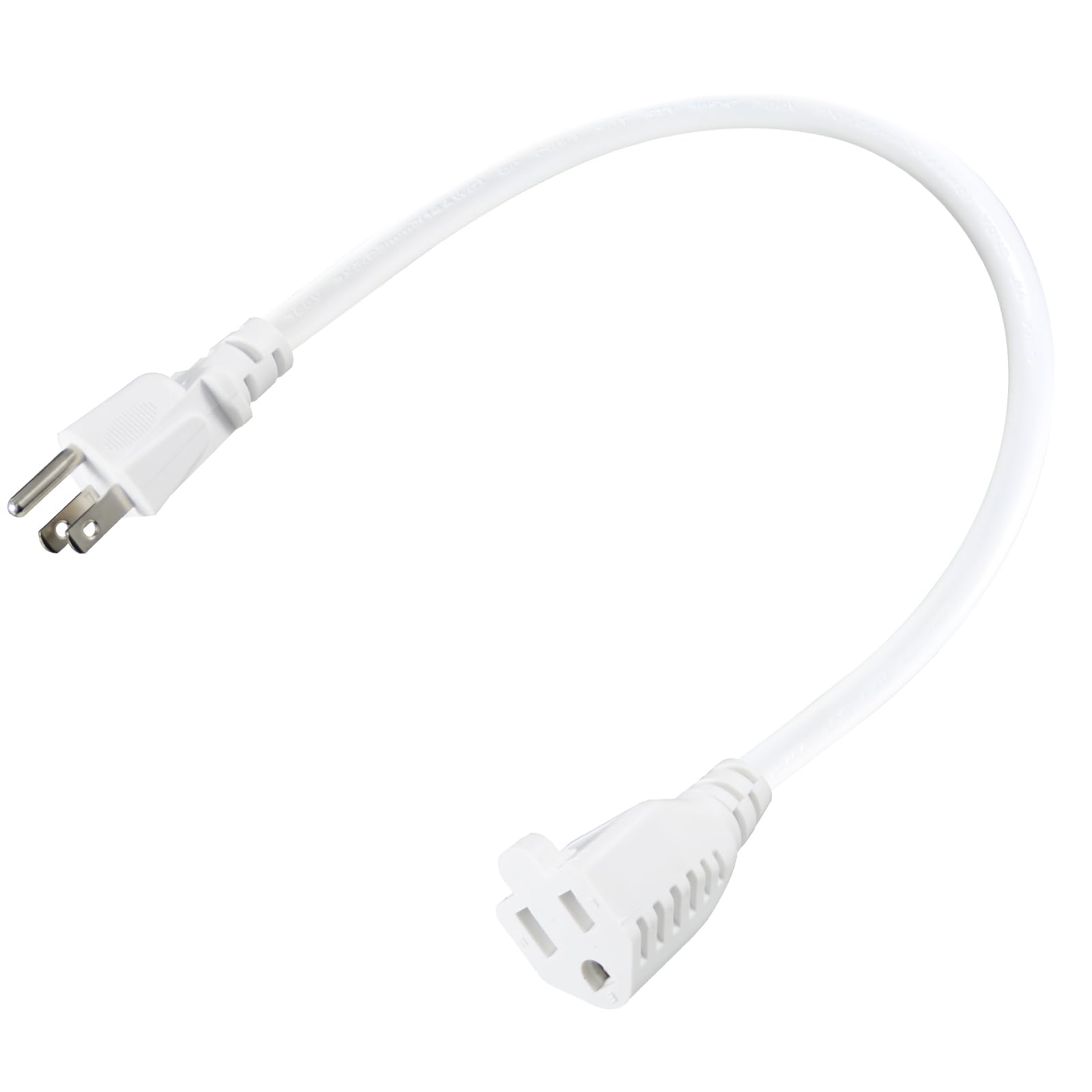 SPARKING Short Extension Cord 1 Foot - 12in White AC Indoor 3 Prong Extension Cord,16AWG Mini Small Short Grounded Appliance Power Extensions Cord, 125V 13Amp Single Outlet Saver Electrical Extenders